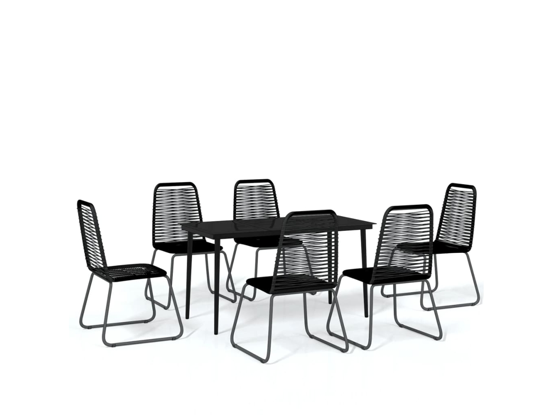 Maison Exclusive - Juego De Comedor Para Jardín 7 Piezas Negro