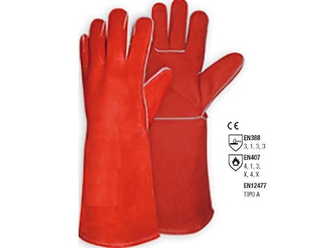 Guante soldador vacuno rojo 40cm t-9 (caja 5)