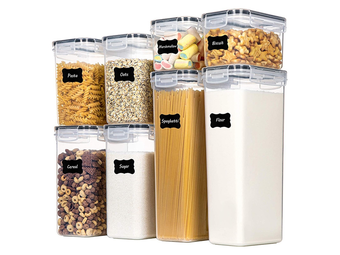 Juego de 8 recipientes herméticos para alimentos, de plástico, para cocina, Tommy01