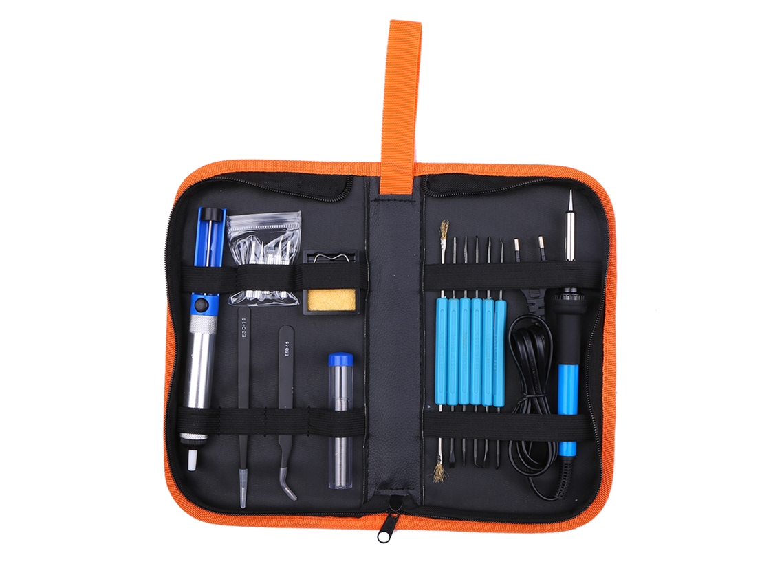 Kit De Soldador Eléctrico De 60 W Con Temperatura Ajustable Y Puntas, Portátil Con Bolsa De Pu Y Enchufe Europeo.