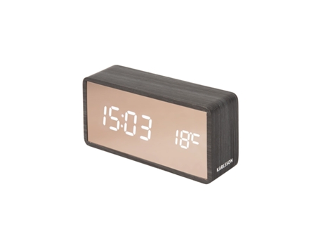 Reloj despertador de chapa de madera KARLSSON Copper Mirror LED