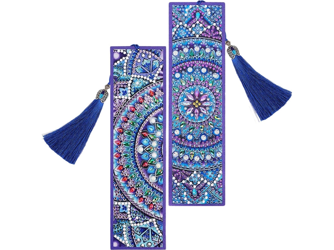 Juego De 2 Marcapáginas De Mandala De Diamantes Diy Con Brillantes Diamantes De Imitación, Tamaño