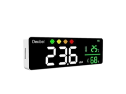 Dm1306d Medidor de decibelios de sonido inteligente digital montado en la pared 30-130db Detector de ruido Temperatura Humedad - C8.
