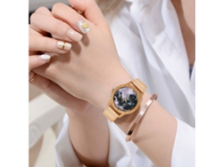 Reloj De Cuarzo Unisex Con Correa De Malla De Acero, Dial Redondo, Moda (oro Rosa)