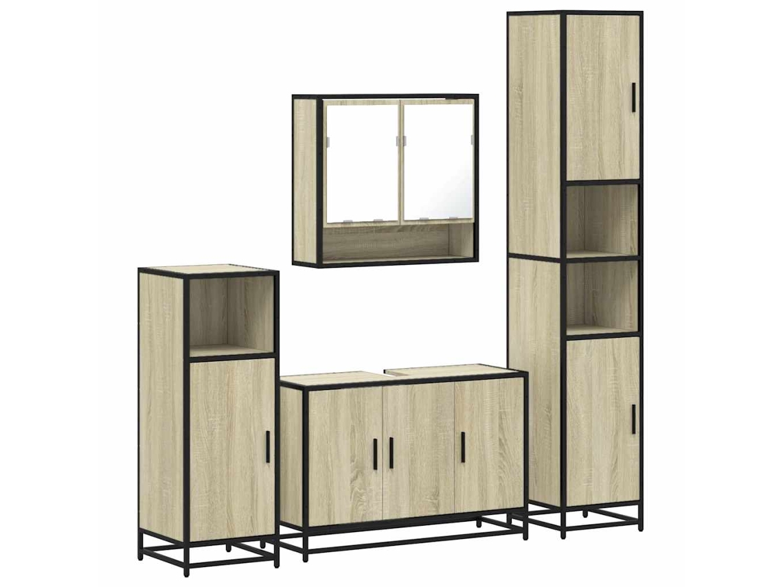 Conjunto de muebles de baño de 4 piezas en madera de roble Sonoma - EXCLUSIVA MAISON