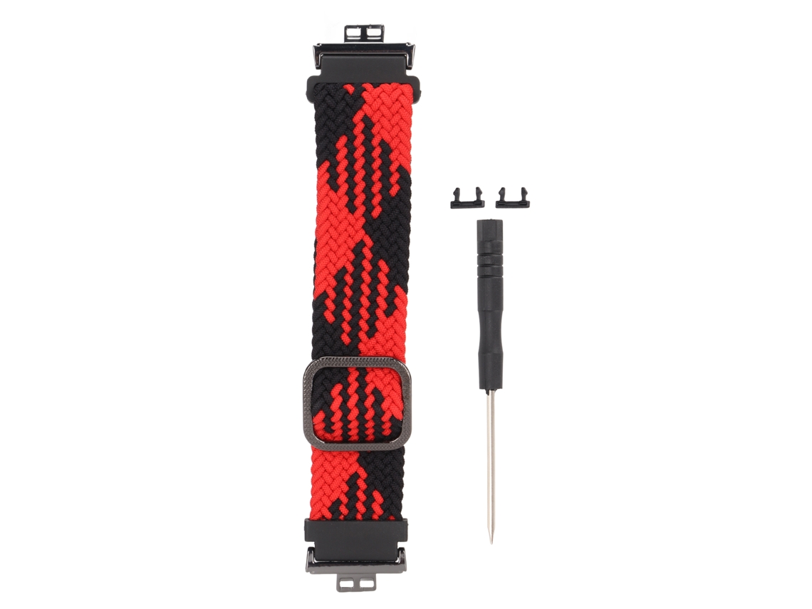 Pulseira De Náilon Ajustável Para Huawei Watch Fit Loop Elástico Solo Banda De Relógio Inteligente (vermelho Preto)
