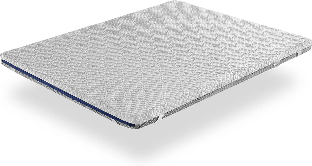 Topper Viscoelastica 135x190 jeno altura 8 cm desenfundable shaula sobre blanco gris espuma omnisoft memory foam