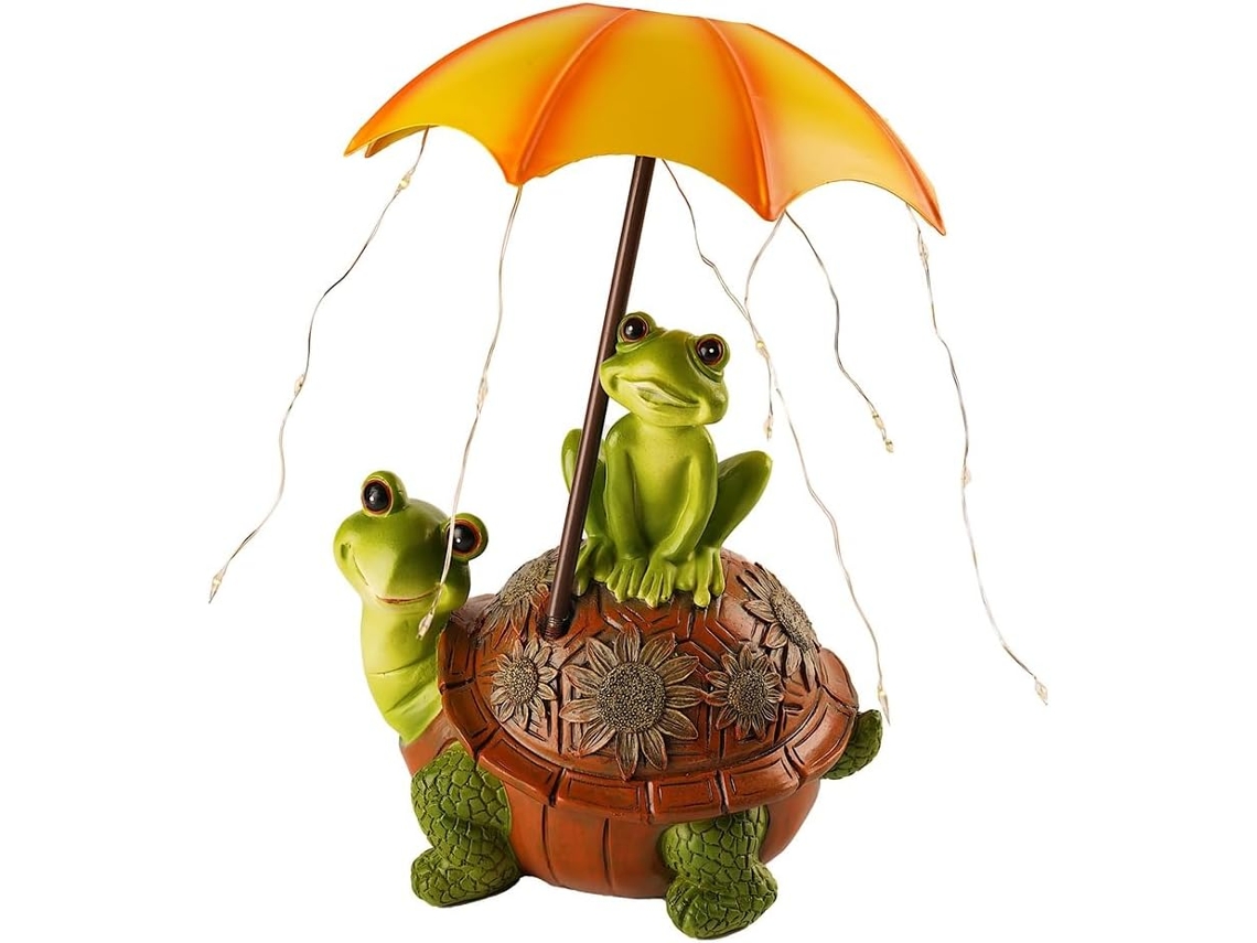 Estatua de tortuga y rana con energía solar para jardín, decoración de césped, regalo, soporte Gokoco