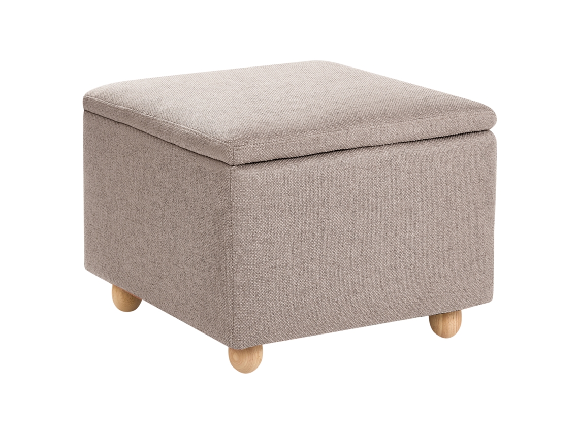 Pufe Com Arrumação Beliani Ferndale De Tecido Creme 60x60x46