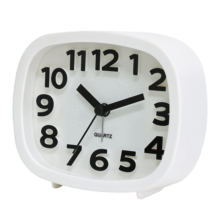 (blanco) Reloj Despertador De Cuarzo Cuadrado Simple Con Dial Digital 3d Creativo, No Requiere Pilas.