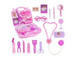 Kit médico simulado, con estetoscopio, termómetro y otros instrumentos médicos. Mdug (rosa)