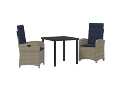 Conjunto De Comedor De Jardín 3 Uds | Mueble De Jardín Gris Ratán Sintético
