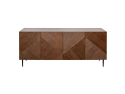 Aparador 4 Puertas de Madera Oscura de Roble Macizo Y Metal Negro 180 Cm Archipel MILIBOO