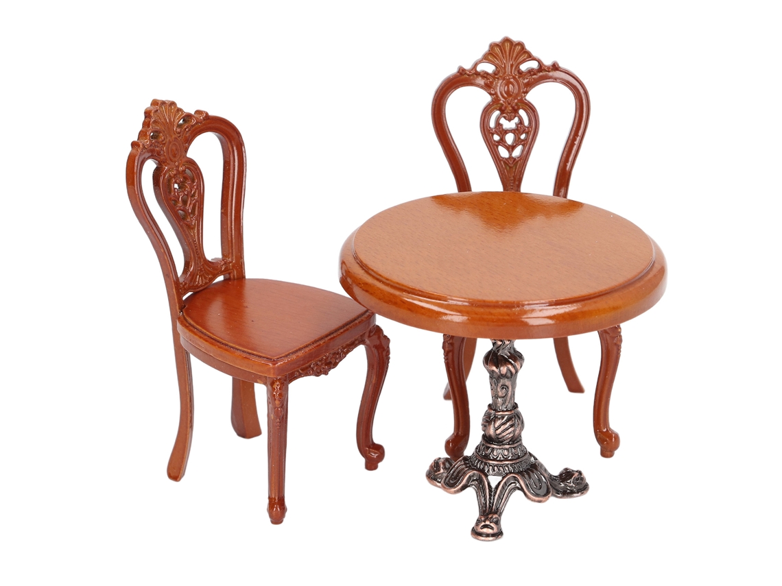 Juego De Mesa Y Sillas En Miniatura Para Casa De Muñecas, Aleación De Abedul, Escala 1/12, Accesorios Para Bricolaje.
