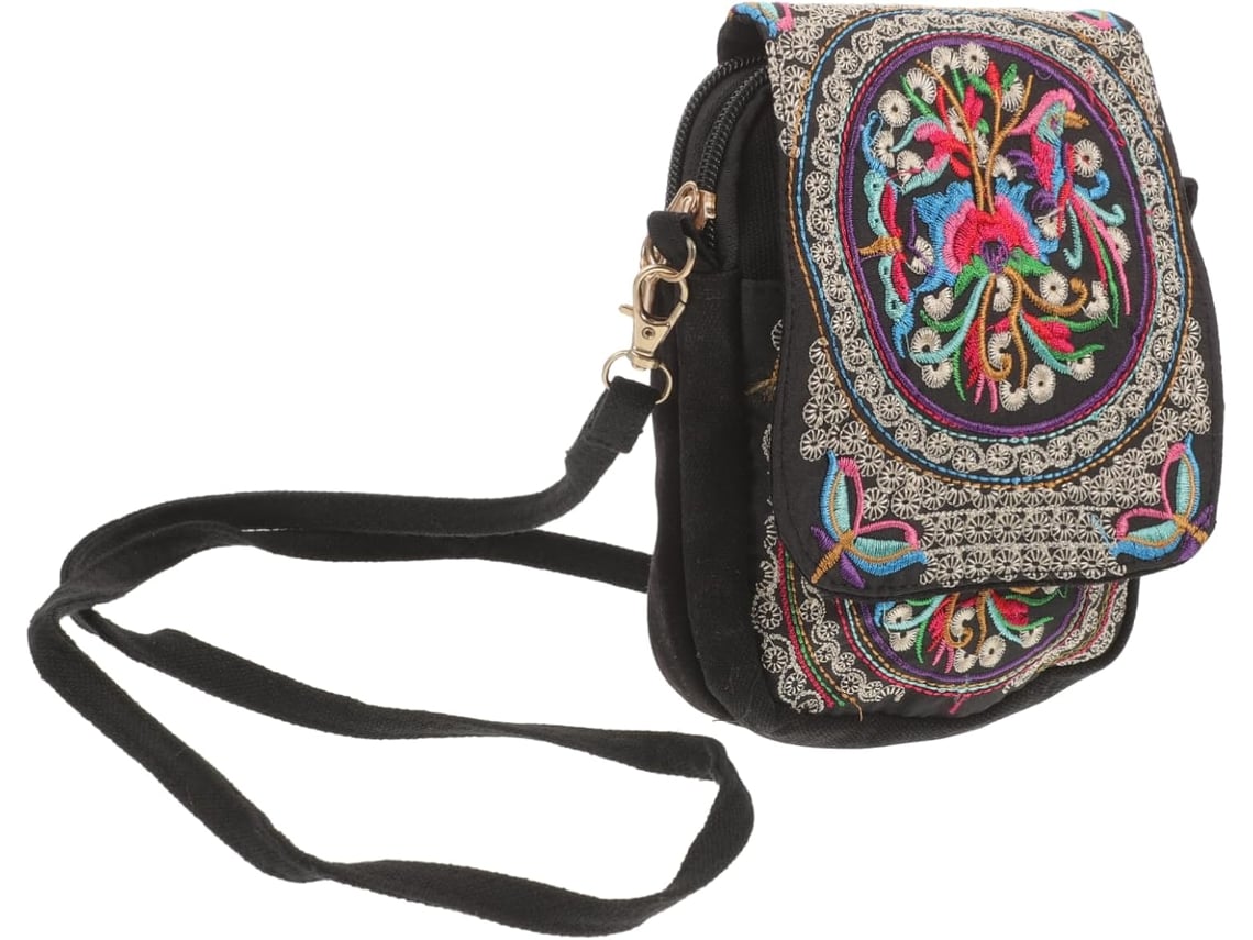 Bolso Bandolera Bordado Con Monedero Incorporado Y Estampados Florales, Bolso Multifuncional Para Mujer.