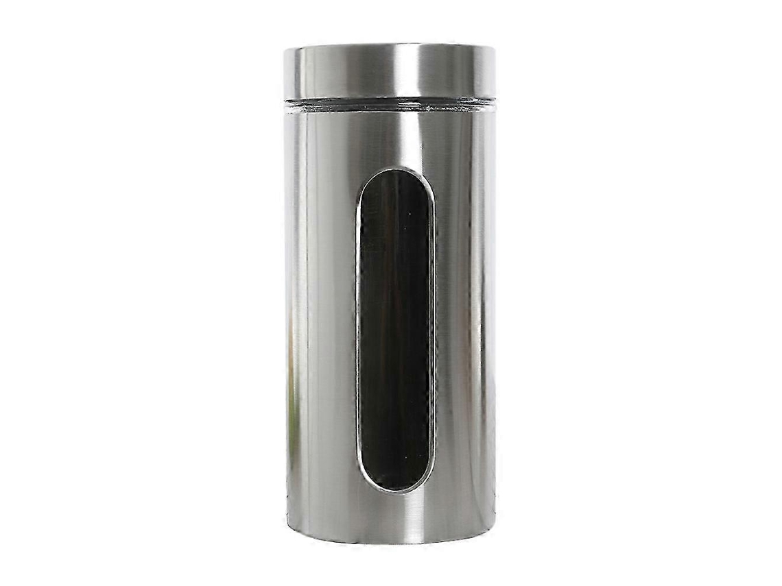 Recipiente de acero inoxidable para almacenar alimentos en la cocina, con tapa de vidrio transparente y cierre hermético (1300 ml).