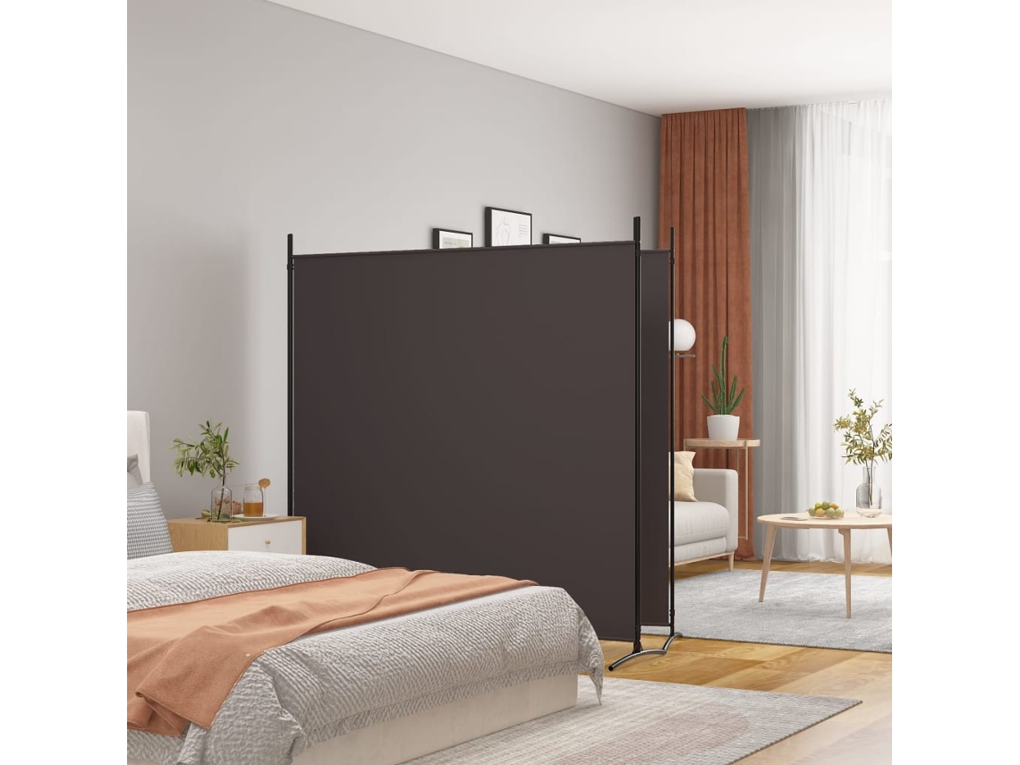 Biombo Divisor De 2 Paneles De Tela Marrón 348x180 Cm