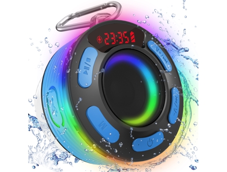 Altavoz Bluetooth para Ducha Altavoz Bluetooth Portátil 360 HD con Sonido Envolvente Ipx7 Altavoz Inalámbrico Impermeable Azul BISBISOUS