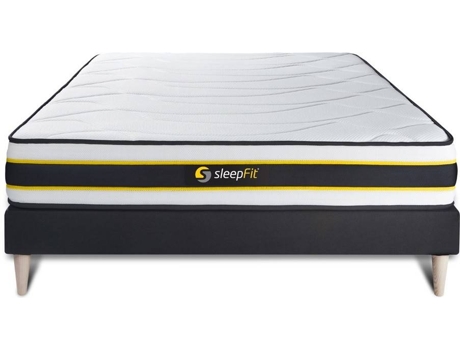 Conjunto de Somier Negro + Colchón SLEEPFIT Flexy (130x200 cm - Muelles Ensacados)