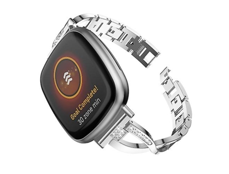 Correa para Fitbit Versa 3 / Sense Universal Diamond Metal Watch Band Plata VENISYMLIS