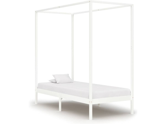 vidaXL Estructura de cama con dosel pino macizo blanco 100x200 cm