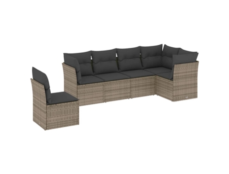 Conjunto 6 de muebles de jardín VIDAXL y cojines ratán sintético gris