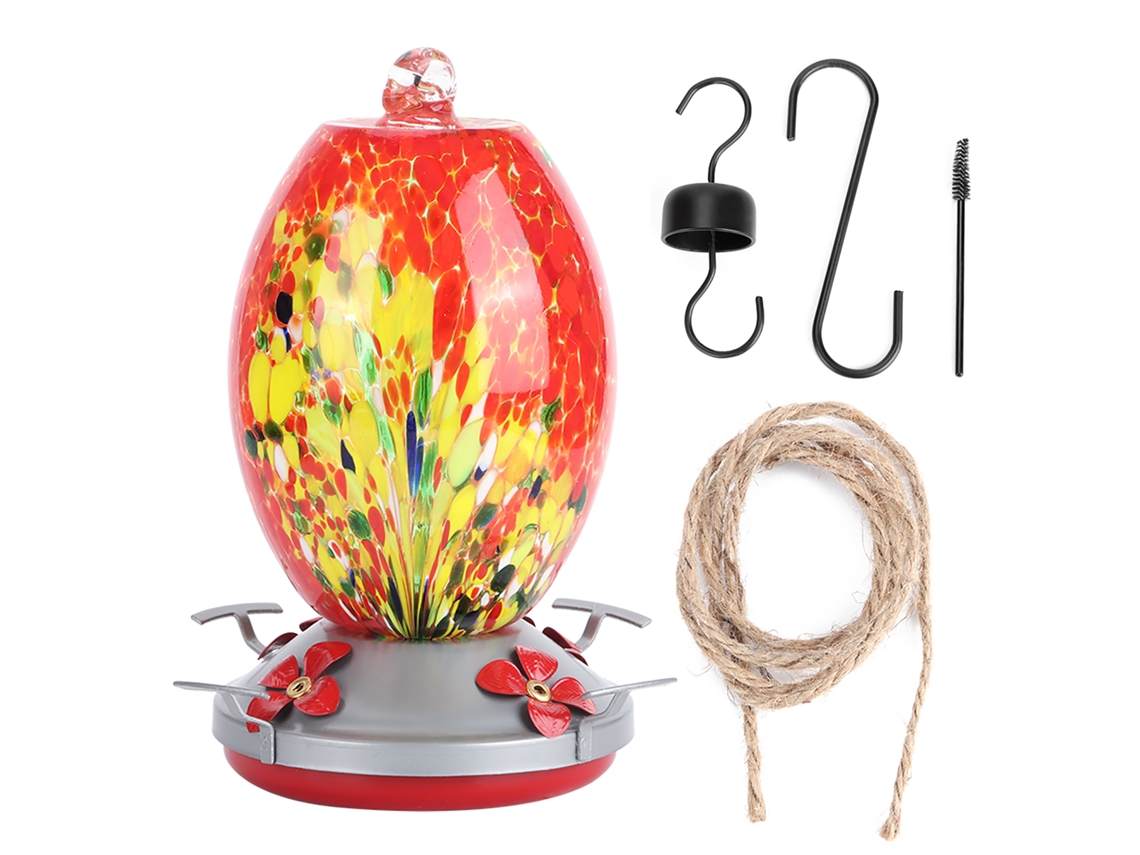 Comedero De Cristal Para Colibríes Con Pintura Colorida Para Jardín Y Patio Q1