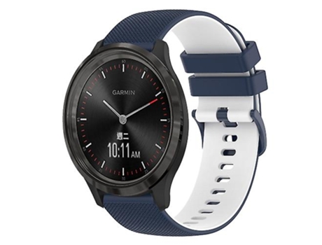 Correa De Reloj Inteligente Para Garminmove 3 Correa De Reloj De Silicona A Cuadros De De 20 Mm Azul Oscuro-Blanco VENISYMLIS