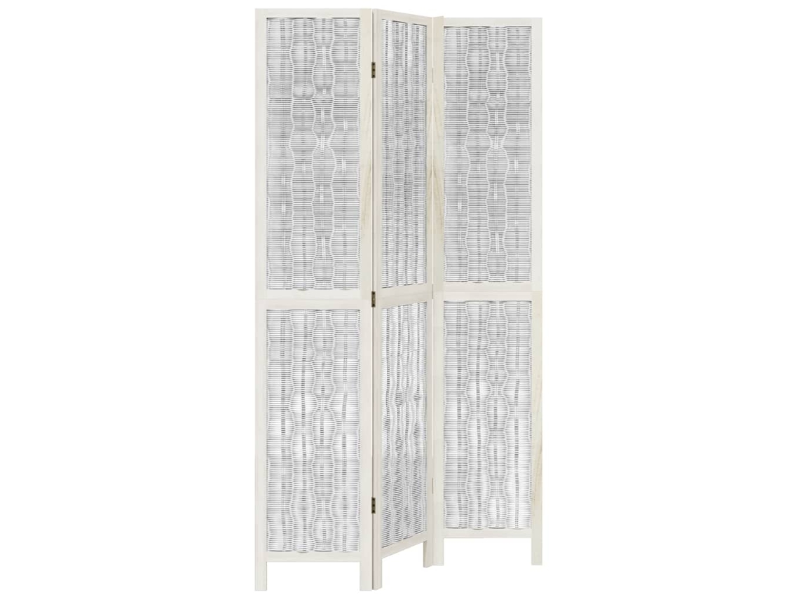 Biombo separador de ambientes, 3 paneles en madera de paulownia y ramas de sauce blanco Dec030753