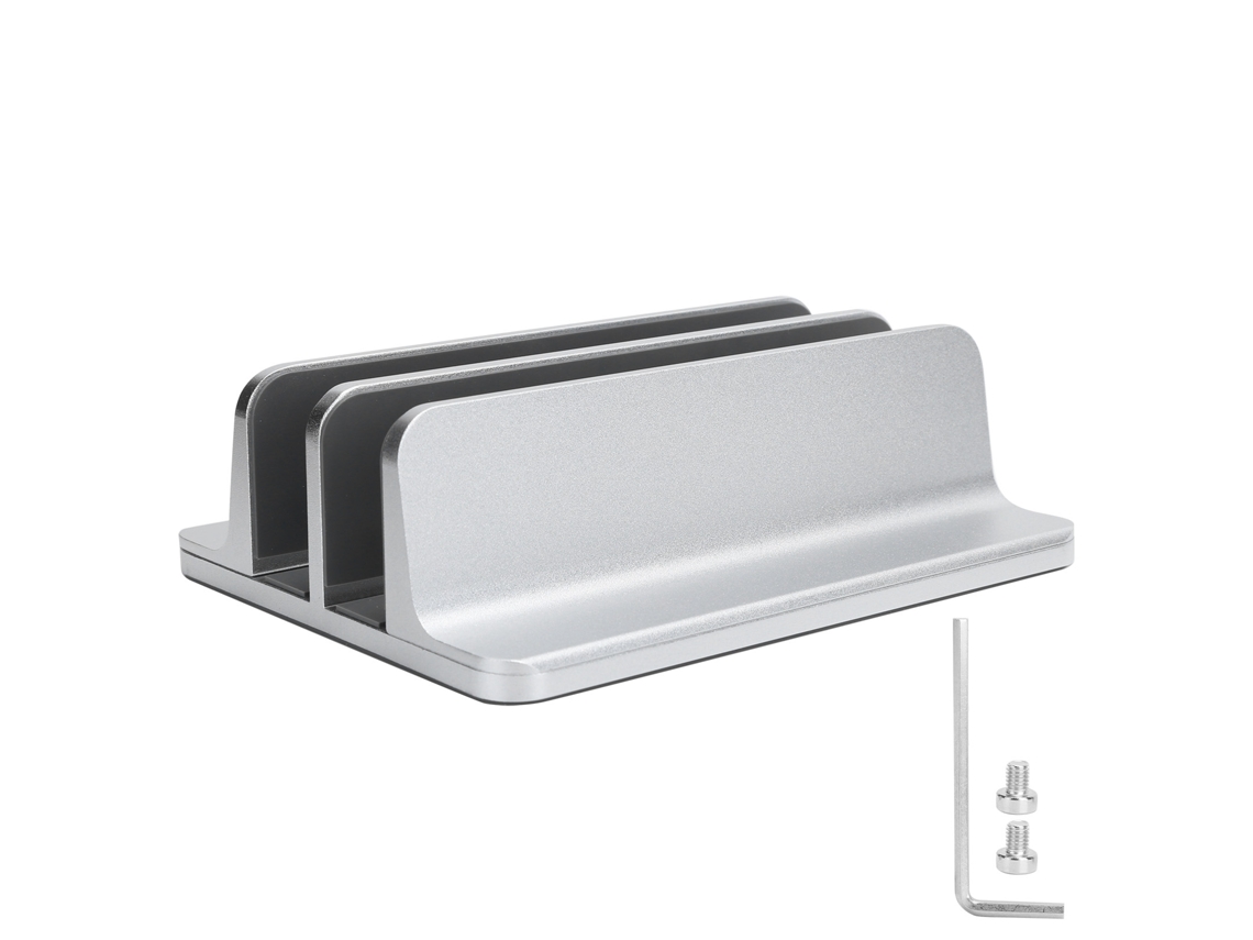 Soporte Vertical Ajustable Para Portátil En Aleación De Aluminio Con Dos Soportes Para Montaje En Escritorio.