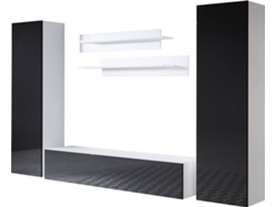 Conjunto de Muebles de TV MÓVEIS BONITOS Luke 3 (Blanco y Negro - 260x40x165 cm)