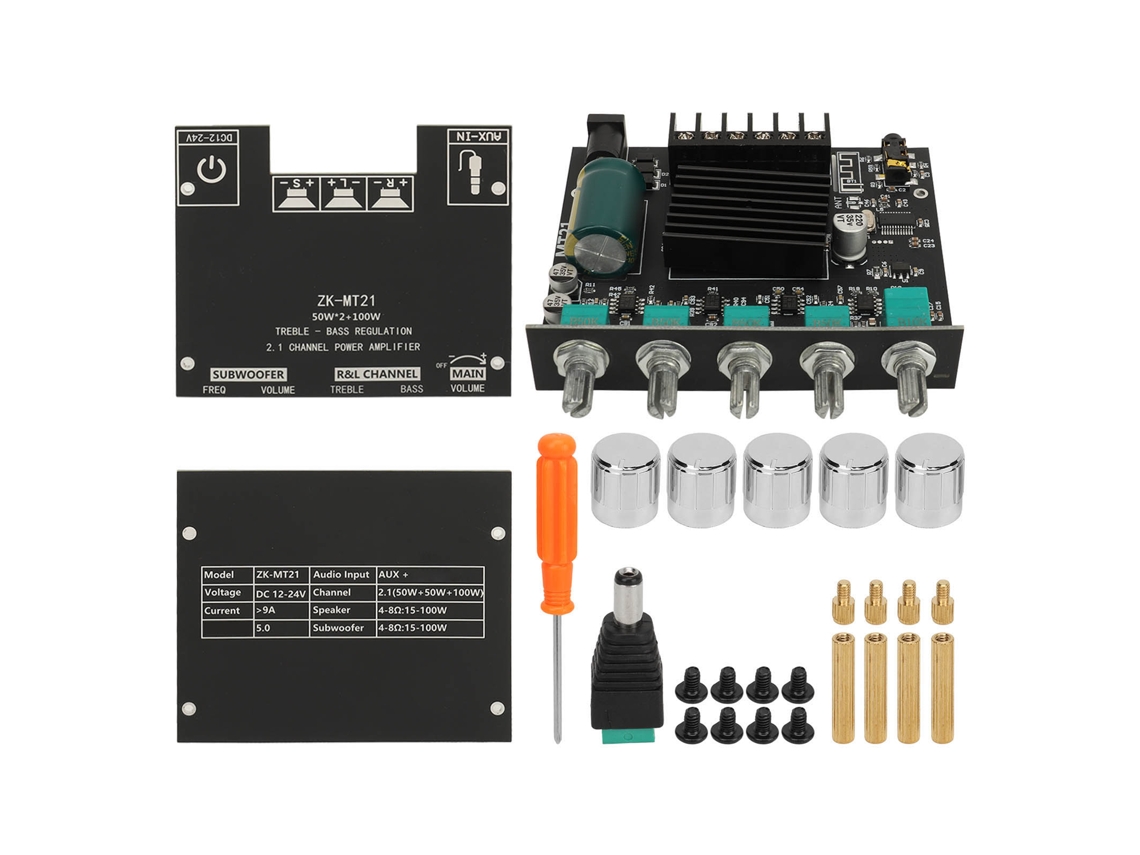 Placa Amplificadora Bluetooth De 2.1 Canales Con Subwoofer De 50w+50w+100w Y Control De Graves Y Agudos.