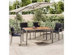 Mesa de jardín LOVELY HOME con tapa de madera de mimbre y patas de acacia maciza en color gris (150 x 90 x 75 cm)