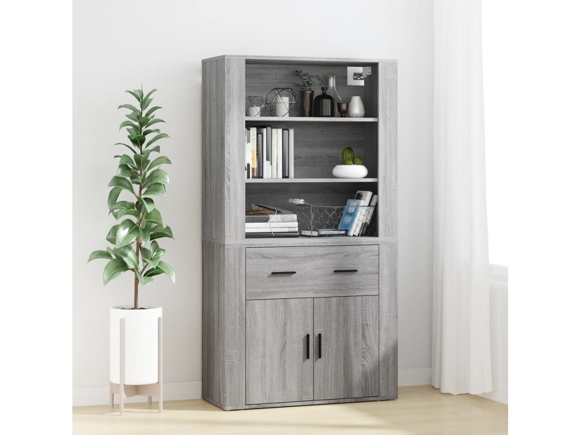 Aparador Alto De Madera Contrachapada Gris Sonoma