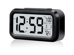 2026-reloj Despertador Digital Inalámbrico Con Luz Nocturna Inteligente, Temperatura Y Fecha - Negro