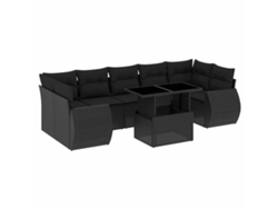 Conjunto de 8 sofás de jardín con cojines de mimbre, color negro, EXCLUSIVA MAISON (8 piezas)