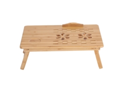 Soporte plegable de bambú para portátil con ventilador ajustable