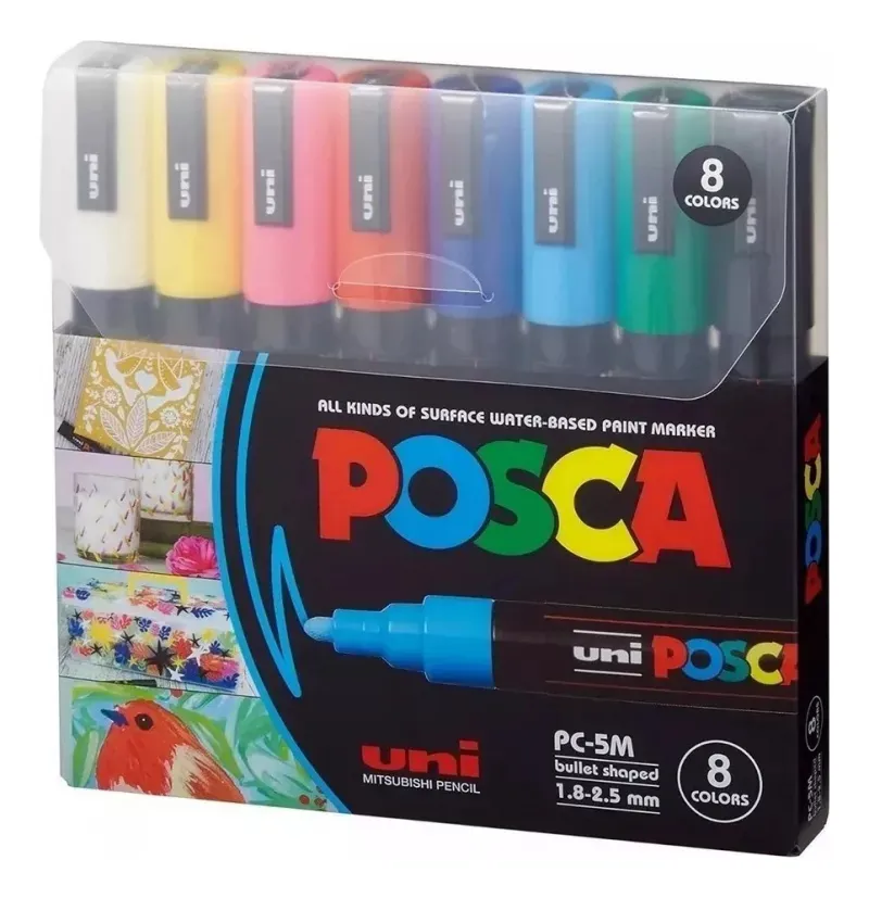 Juego básico Posca Uni Pc de 5 ml con 8 marcadores Vayotoy