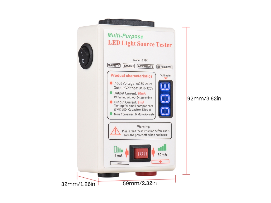 Probador De Retroiluminación Led Ajustable De 1 Ma/30 Ma Para Televisores Lcd, Herramienta De Reparación Con Sondas.