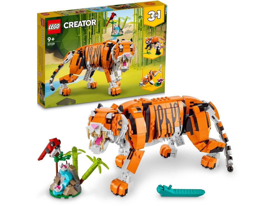 LEGO Creator: 3-em-1 Tigre Majestoso, Kit de Construção, com um Tigre, um Panda Vermelho e uma Carpa Koi, 9+ Anos (755 peças)