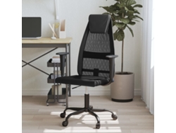 Silla de oficina regulable en altura de malla y piel artificial Negro M96468