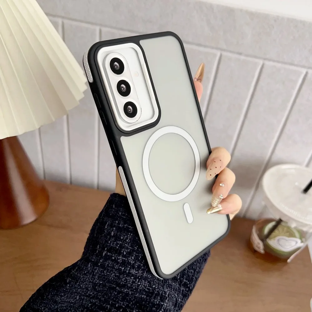 (blanco, Galaxy A57) Funda Magnética Mate Para Teléfono, Compatible Con Magsafe, Con Protección Antideslizante En Los Bordes.