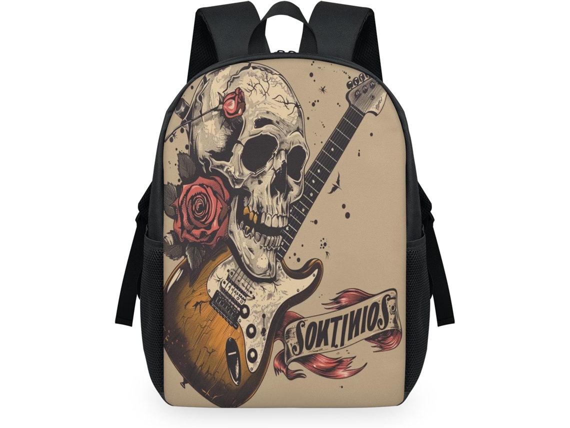 Mochila Tropicallife Estampado Calavera Rosa Guitarra Eléctrica Para Niños Niñas Hombres Mujeres Mochila Es