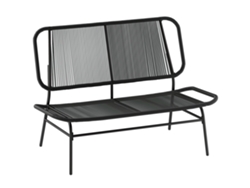 Sofá De Mimbre De 2 Plazas Con Estructura De Acero, Capacidad De 240 Kg, Color Negro.