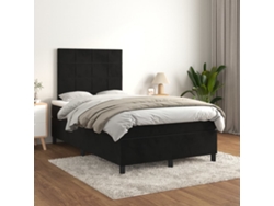 Cama Box Spring Con Colchón Terciopelo Negro 120x200 Cm