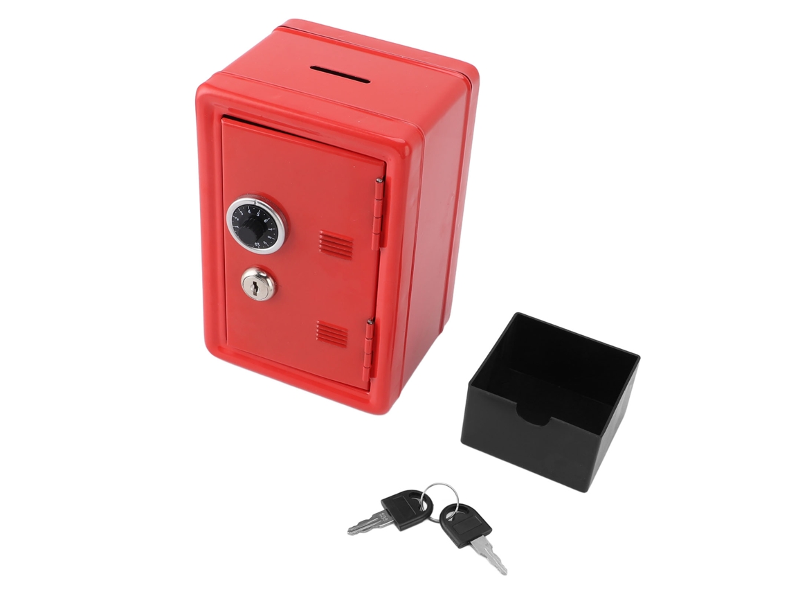 Hucha Metálica Con Cerradura Y Llaves - Diseño Creativo Y Adorable Para El Hogar - Rojo