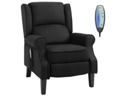 Sillón de masaje, sillón reclinable relajante con control remoto, 2 zonas de masaje, bolsillo lateral, 78x83x101 cm, negro