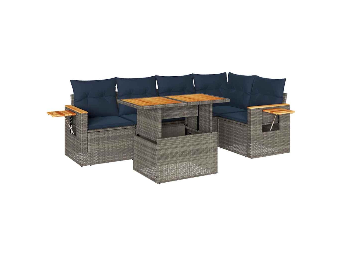 Maison Exclusive - Set Sofás Jardín Y Cojines 6 Pzas Ratán Sintético Acacia Gris