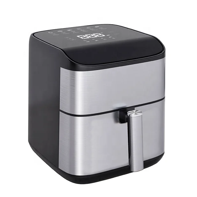 Horno Freidora De Aire (negro) Con Capacidad De 5 Litros, De Acero Inoxidable Cuadrado.