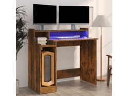 Escritorio | Mesa | Escritorio con LED 97x45x90cm Madera de roble ahumado